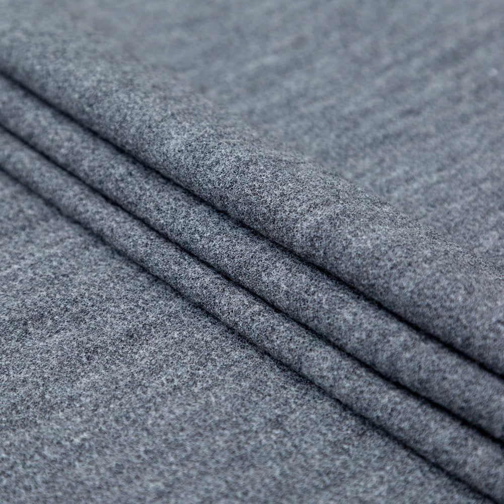 Italian Heathered Gray Creped Stretch Knit Folded