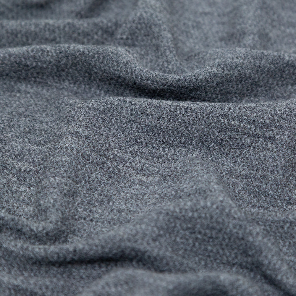 Italian Heathered Gray Creped Stretch Knit Detail