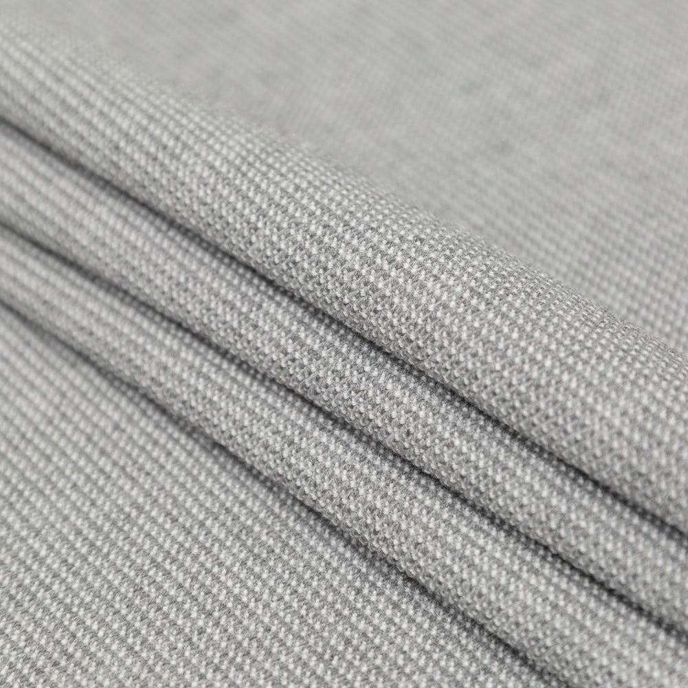 Italian Silver Ash Stretch Polyester Tweed Folded