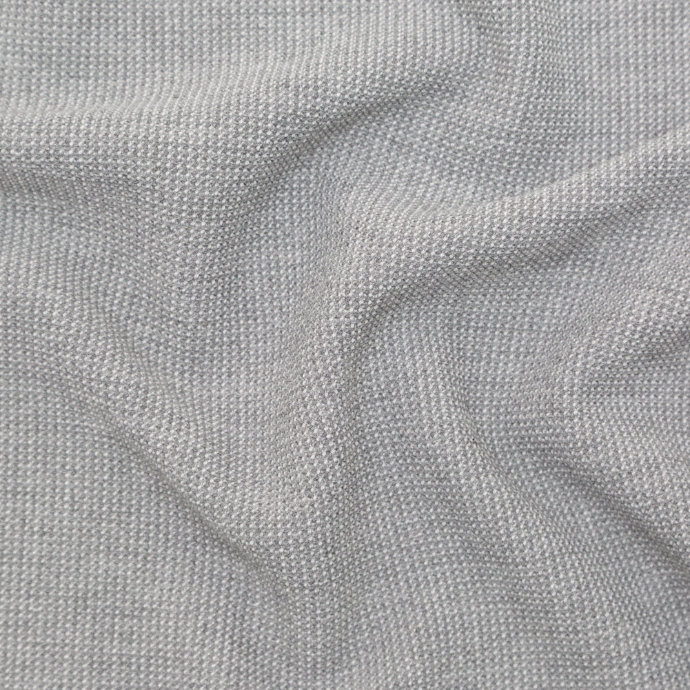 Italian Silver Ash Stretch Polyester Tweed