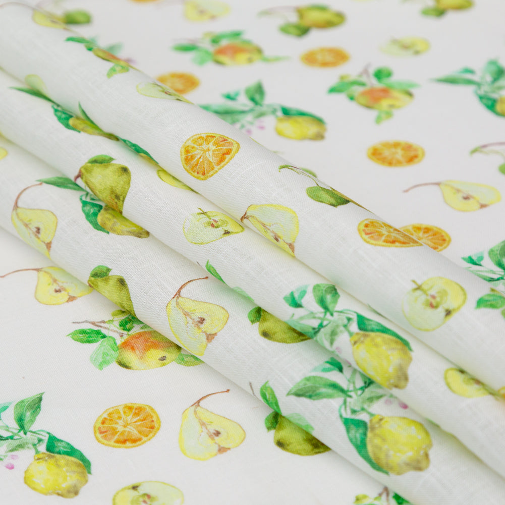 Pears, Oranges and Lemons Printed Linen Woven Folded