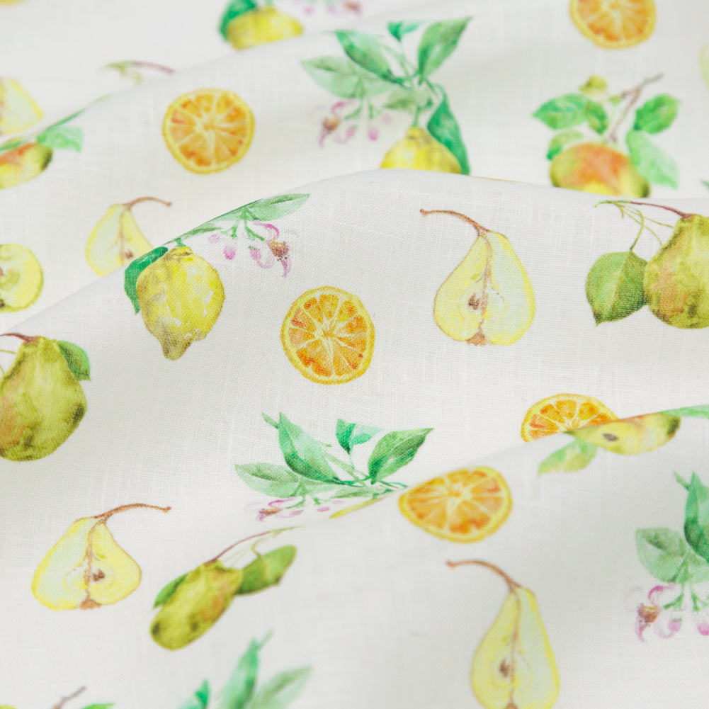 Pears, Oranges and Lemons Printed Linen Woven Detail