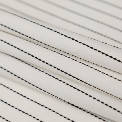 Italian White and Black Broken Chalk Stripe Stretch Woven Folded