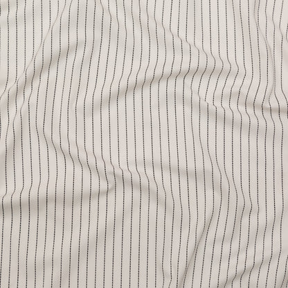 Italian White and Black Broken Chalk Stripe Stretch Woven