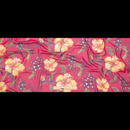 Italian Deep Magenta Floral Polyester Georgette Full