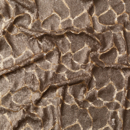 Mesh with Sequins - Metallic Bronze Cracking Spots on Dark Beige