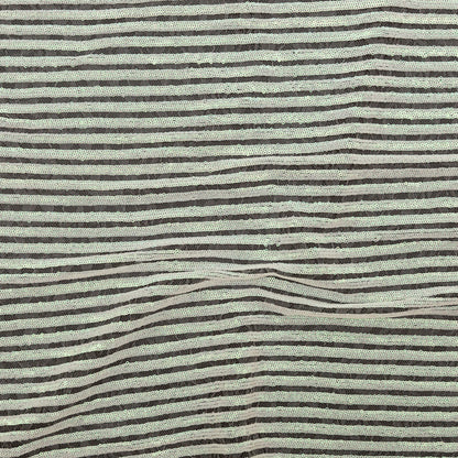 Netting with Baby Sequins - Glittery Green and Pink Iridescent Stripes on White