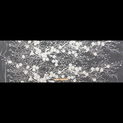 3D Embroidered Lace - White Floral Folded