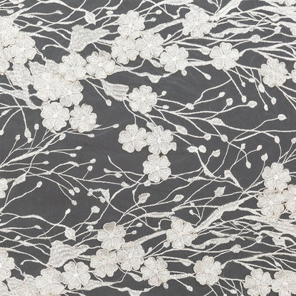 3D Embroidered Lace - White Floral