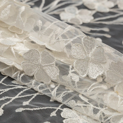3D Embroidered Lace - Off-White Floral Folded