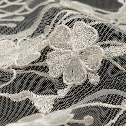 3D Embroidered Lace - Off-White Floral Detail