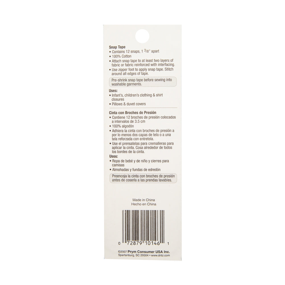 Dritz Black Twill Tape with Silver Snaps - 17.5" (44.5cm) Folded