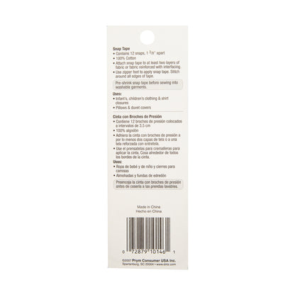 Dritz Black Twill Tape with Silver Snaps - 17.5" (44.5cm) Folded