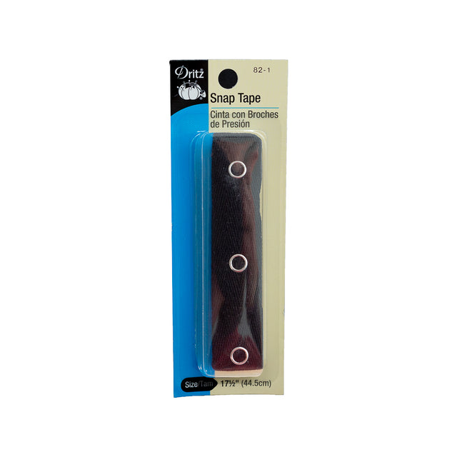 Dritz Black Twill Tape with Silver Snaps - 17.5" (44.5cm)