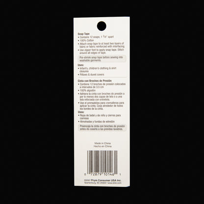 Dritz White Twill Tape with Silver Snaps - 17.5" (44.5cm) Folded