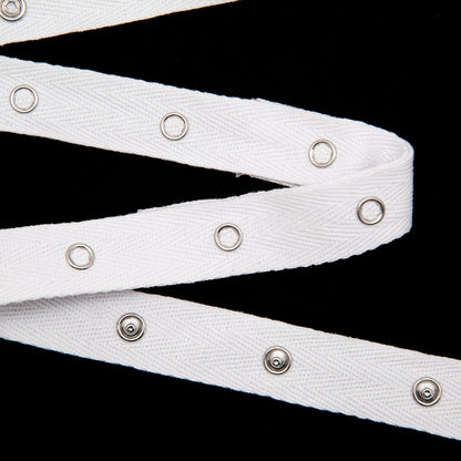Dritz White Twill Tape with Silver Snaps - 17.5" (44.5cm) Full