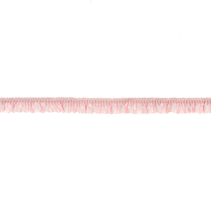 European Light Pink and White Polka Dot Ruffled Stretch Grosgrain .875"