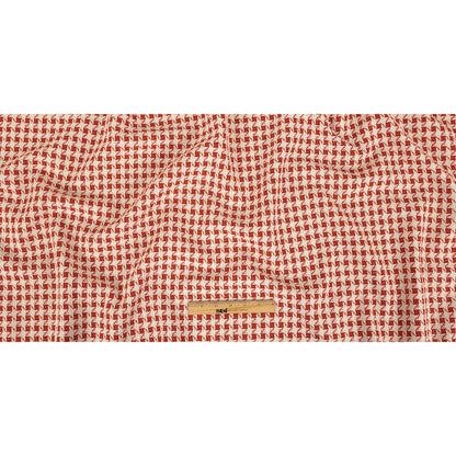 Metallic Dog's Tooth Tweed - Red and Cream Houndstooth - Deadstock Full