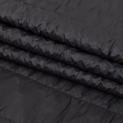 Black Rectangular Ribs Quilted Coating with Knit Backing Folded