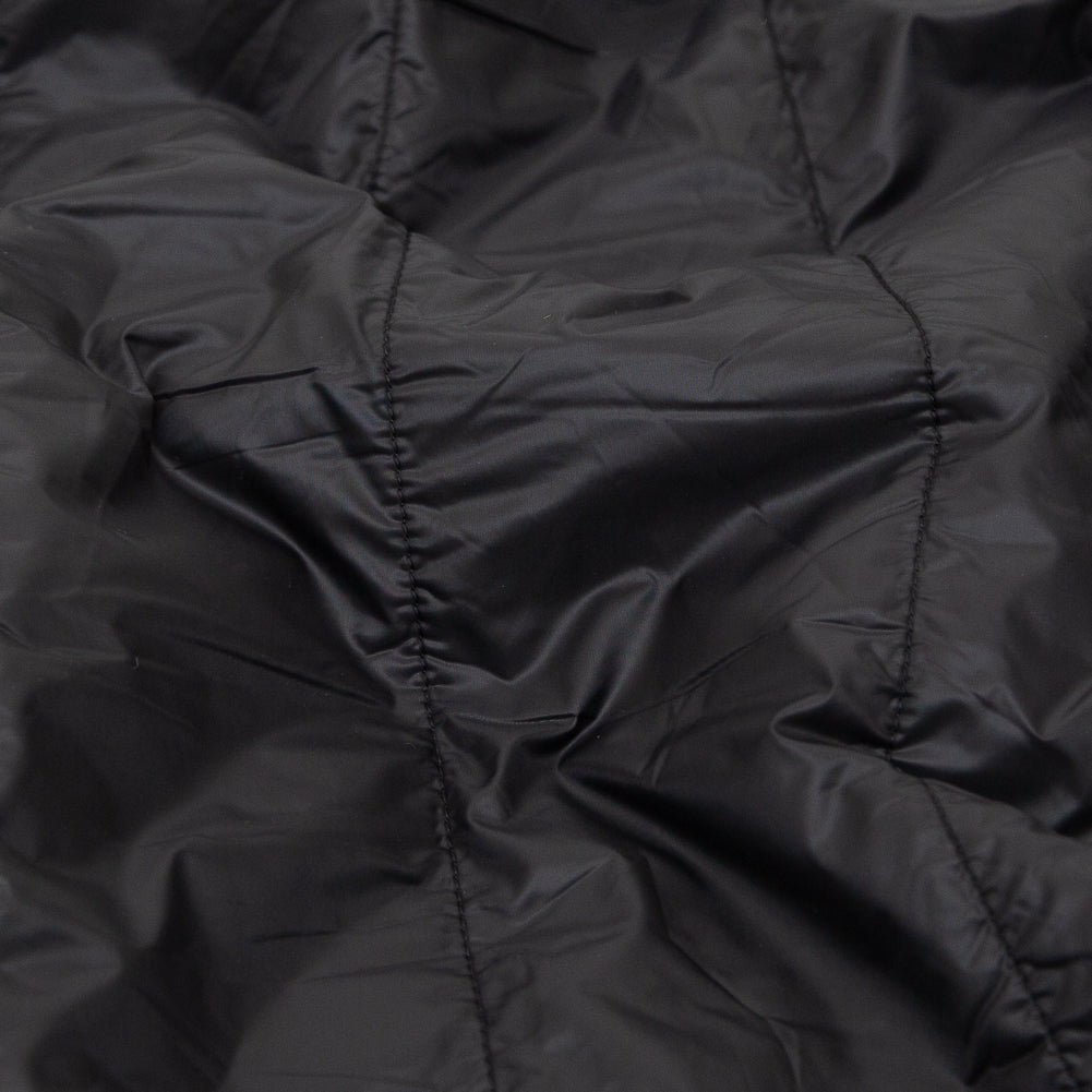 Black Rectangular Ribs Quilted Coating with Knit Backing Detail