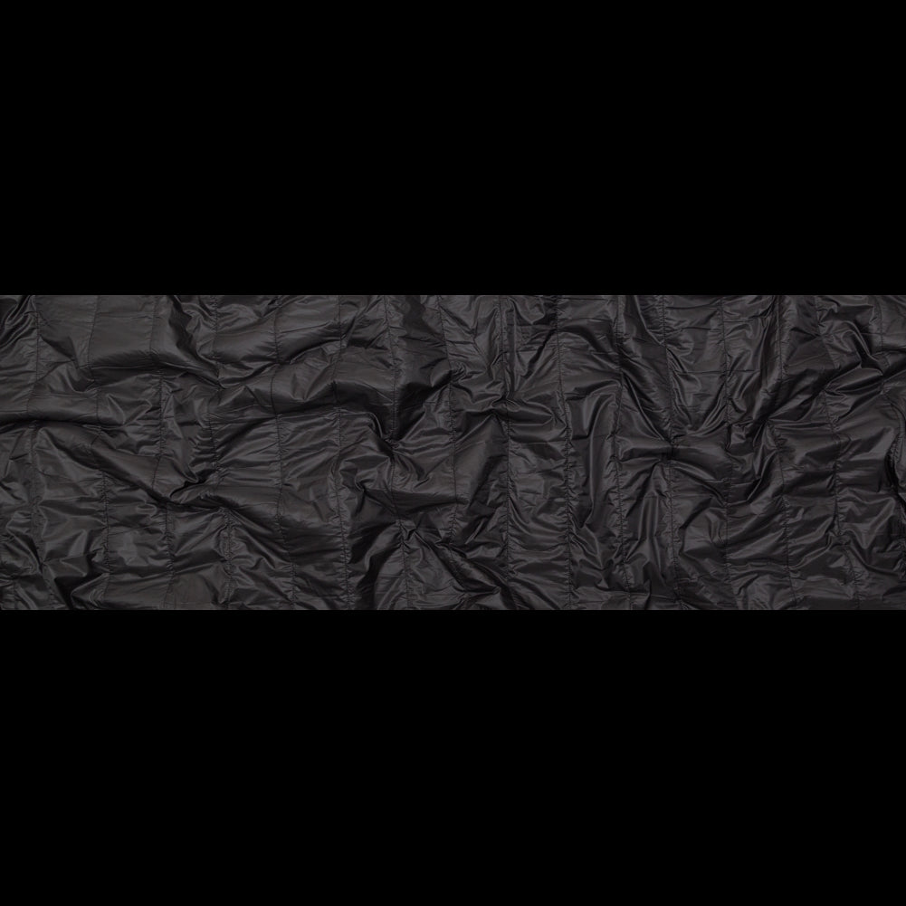 Black Rectangular Ribs Quilted Coating with Knit Backing Full