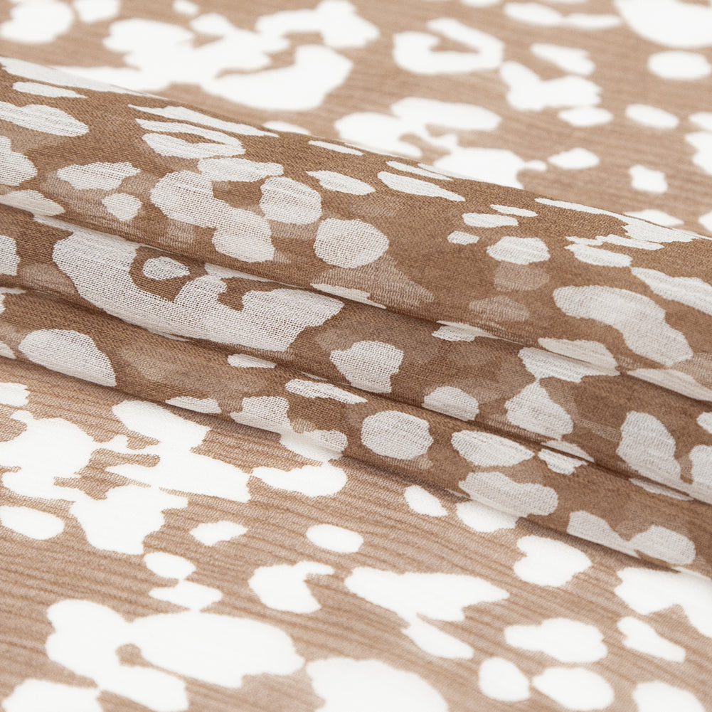 Wicker Ground and Cream Cobb Abstract Crinkled Silk Chiffon Folded