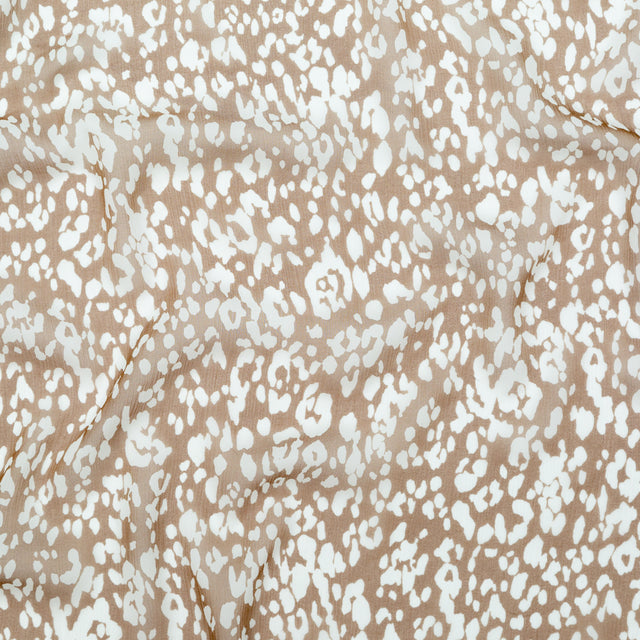 Wicker Ground and Cream Cobb Abstract Crinkled Silk Chiffon