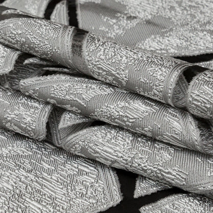 Silver and White Geometric Burnout Jacquard Folded