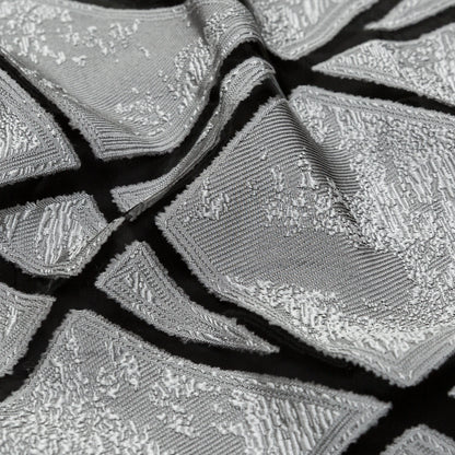 Silver and White Geometric Burnout Jacquard Detail