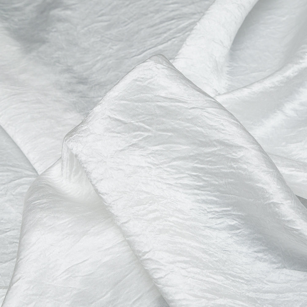 Italian White Wrinkled Polyester Satin Detail