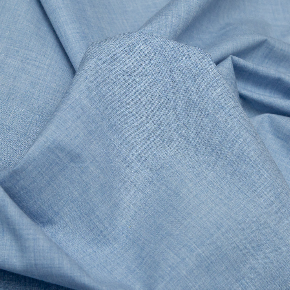 Italian Heathered Blue Cotton Shirting Detail