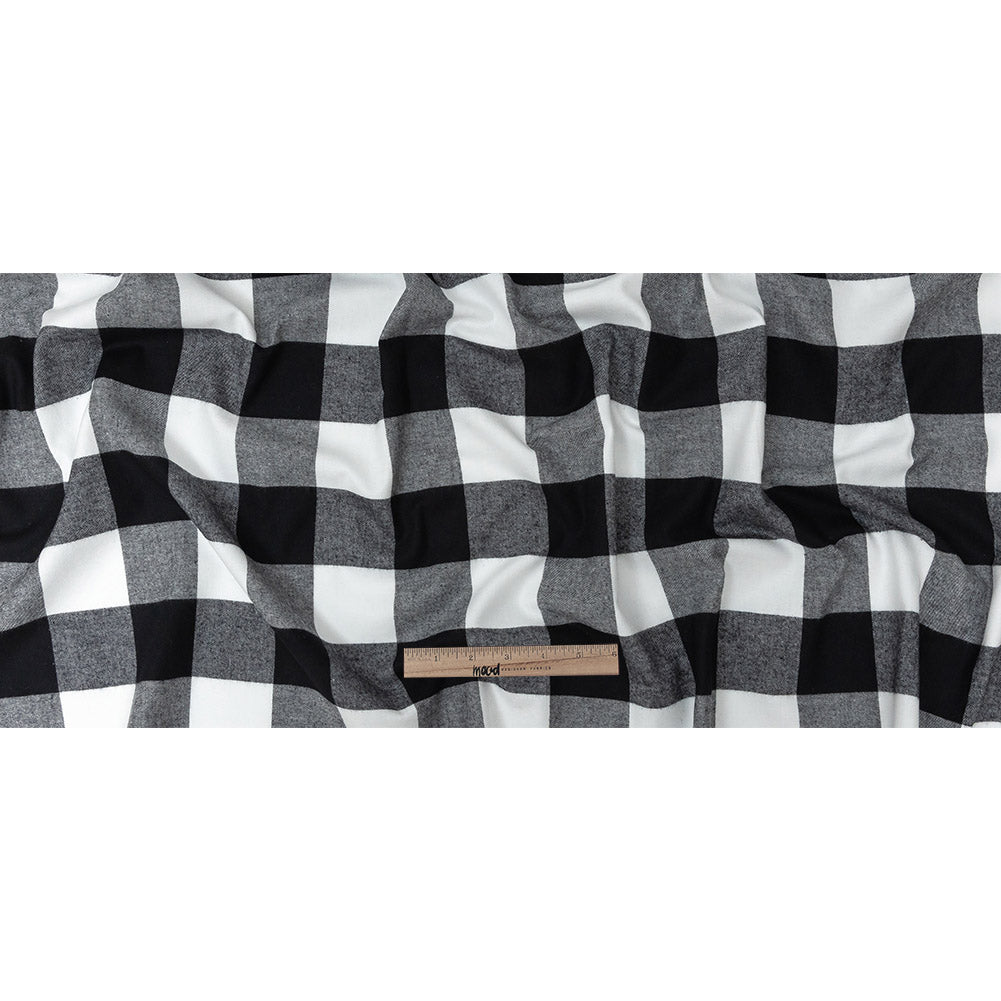 Buffalo Check Cotton Flannel - Black and White - Seco Collection Folded