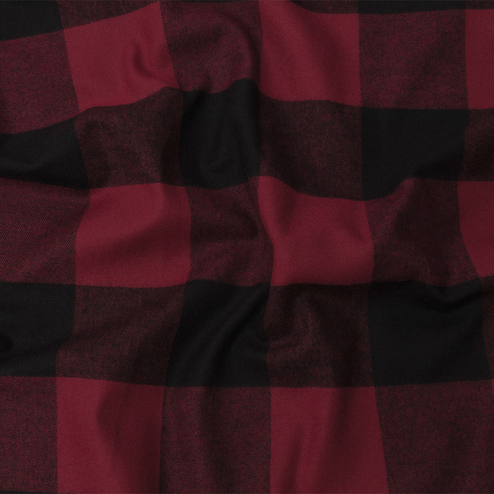 Buffalo Check Cotton Flannel - Black and Red - Seco Collection