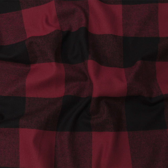 Buffalo Check Cotton Flannel - Black and Red - Seco Collection