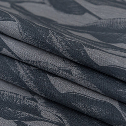 Organic Cotton Shirting - Heathered Icelandic Blue and Grisaille Leaves Folded