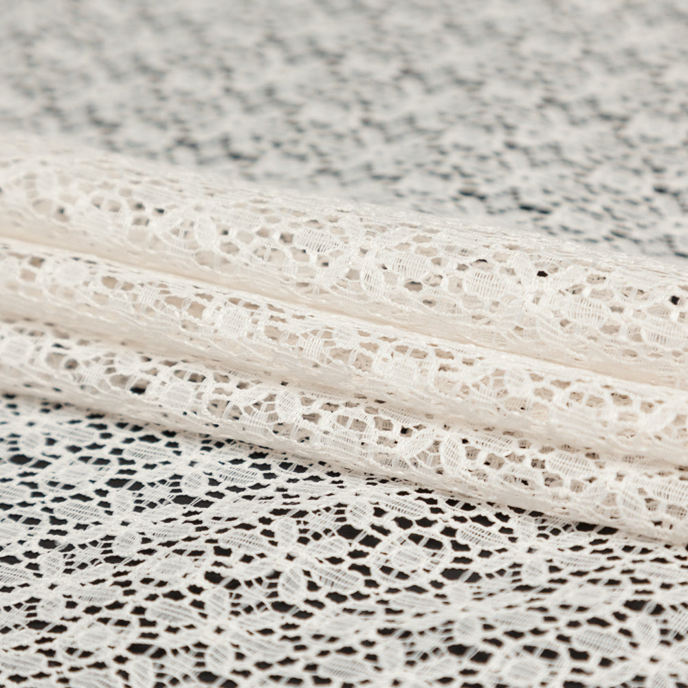 Famous NYC Designer Crystal Gray Stretch Floral Lace Folded