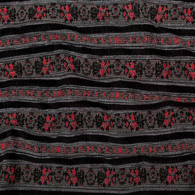 Famous NYC Designer American Beauty and Black Striped Acrylic Tweed