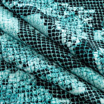 Compression Swimwear Tricot, UV Protective with Aloe Vera Microcapsules - Turquoise Python - Caye Collection Folded