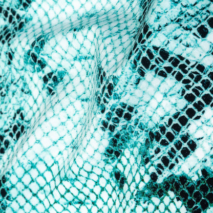 Compression Swimwear Tricot, UV Protective with Aloe Vera Microcapsules - Turquoise Python - Caye Collection Detail