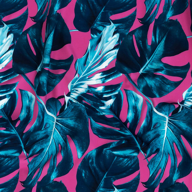 Magenta and Teal Foliage Caye UV Protective Compression Swimwear Tricot with Aloe Vera Microcapsules