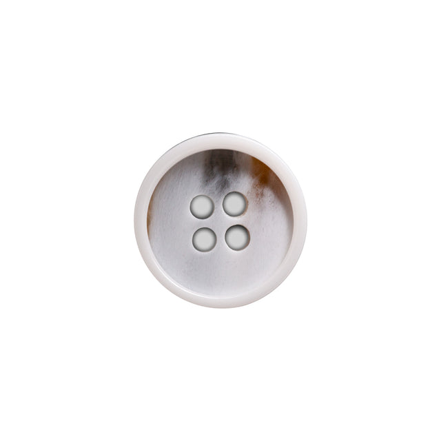 Italian White and Beige Abstract 4-Hole Plastic Button - 24L/15mm