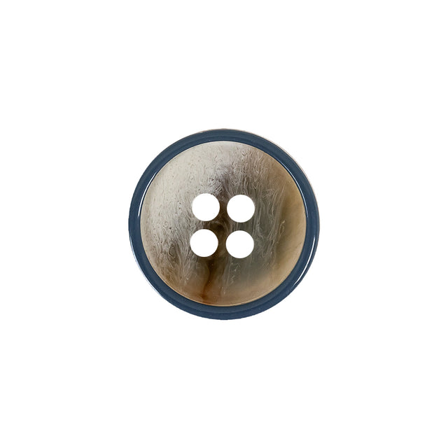 Italian Blue, Chipmunk and Silver Birch Abstract 4-Hole Plastic Button - 28L/18mm