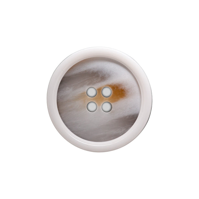Italian White and Beige Abstract 4-Hole Plastic Button - 36L/23mm