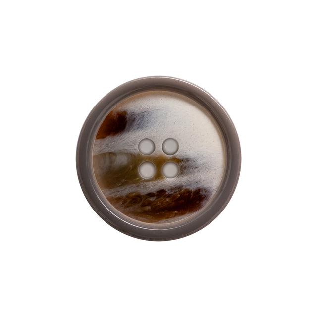Italian Mourning Dove and Beige Abstract 4-Hole Plastic Button - 36L/23mm