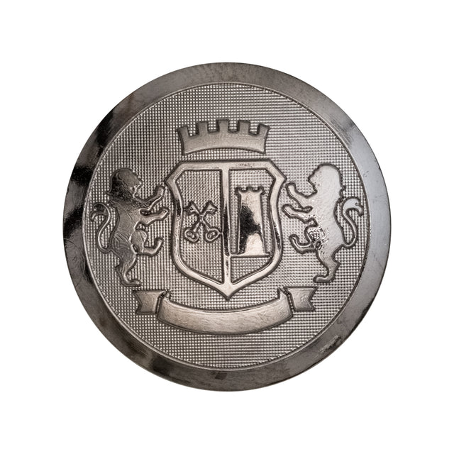 Italian Silver Crest Plastic Shank Back Button - 44L/28mm