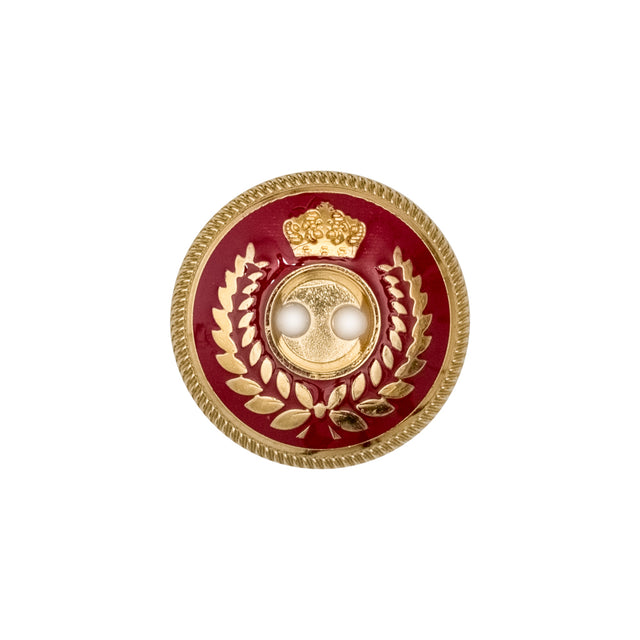Italian Gold and Red 2-Hole Crest Button - 32L/20mm