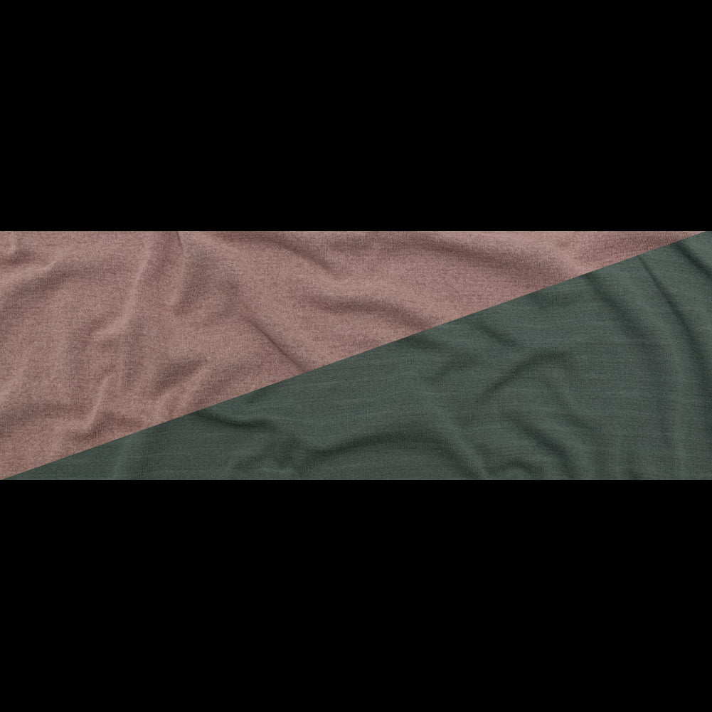 Italian Striped Sea Spray, Castor Gray and Adobe Rose Reversible Wool Double Knit Full