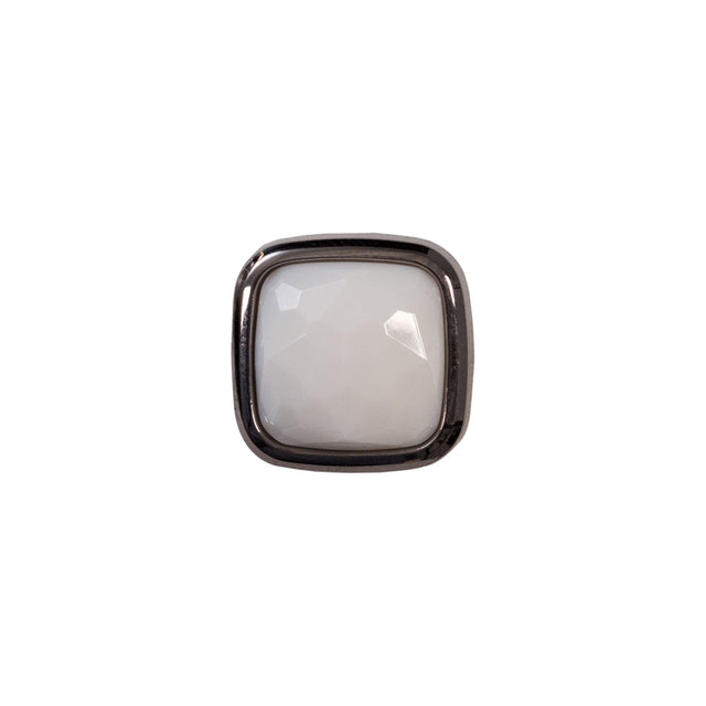 Italian White and Gunmetal 2-Piece Plastic Button - 22L/14mm
