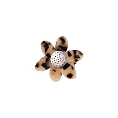 Italian Cornstalk Tortoise Flower Applique with Beaded Core - 2.75" Detail