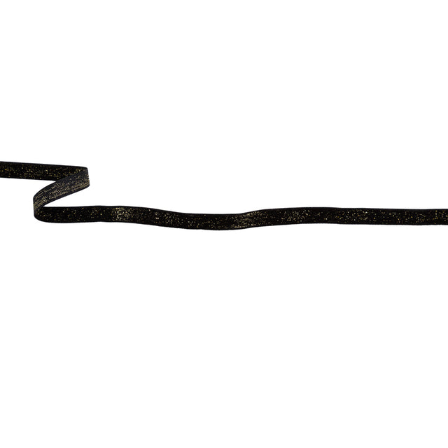 Italian Black and Gold Glitter Velvet Ribbon - 0.375"